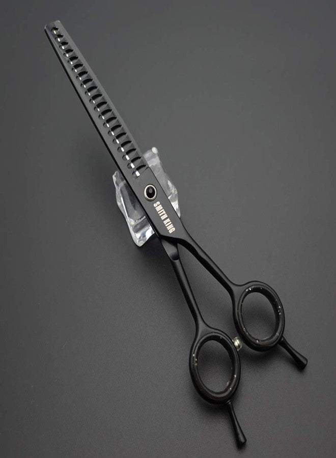 Smithking 7.0 inches Professional Dog Grooming Scissors Set Straight & thinning & Curved & chunkers & comb 5pcs in 1 Set for left-handed & right handed Black - Image 4